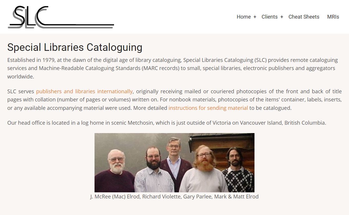 Special Libraries Cataloguing | Special Libraries Cataloguing, Inc.