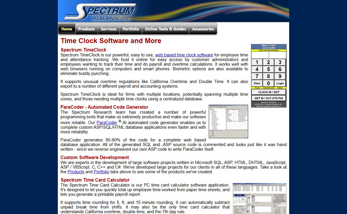 Time Clock Software and More - Spectrum Research, Inc.