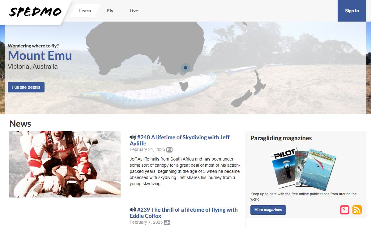 Paragliding Information and Collaboration - spedmo