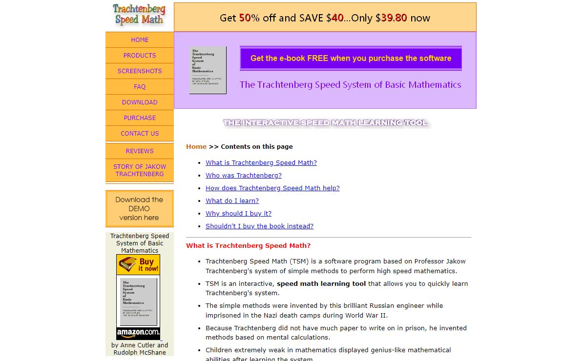 Trachtenberg Speed Math: Learn mental math and master mathematics with this maths software