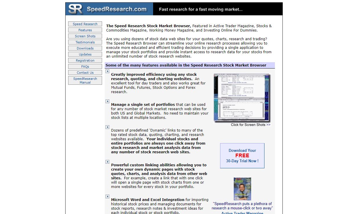 Investing In Stock - SpeedResearch Stock Market Browser Stock Market Software