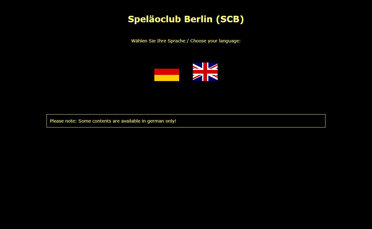 Der Speläoclub Berlin (SCB) — Sprachauswahl / Language selection
