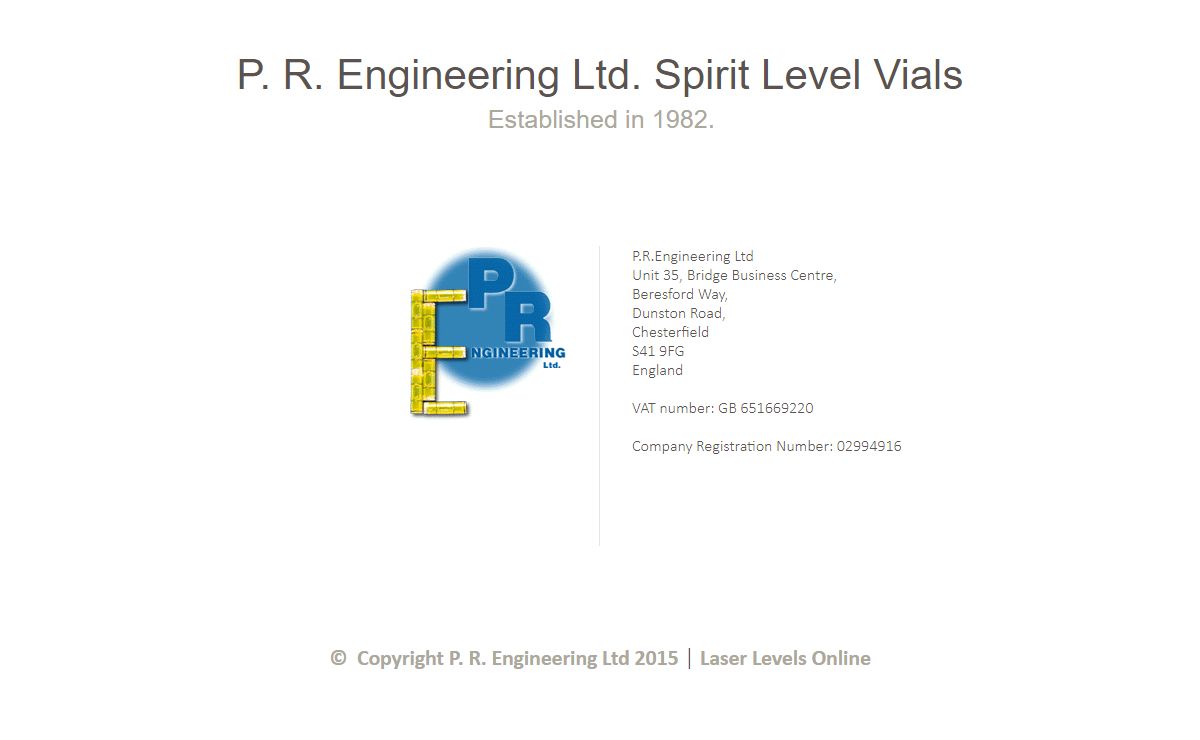 Spirit level vials from P.R Engineering Ltd, Chesterfield - UK