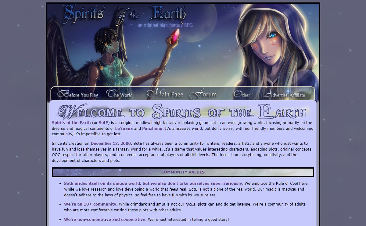 Spirits of the Earth - an original free-form high fantasy RPG forum