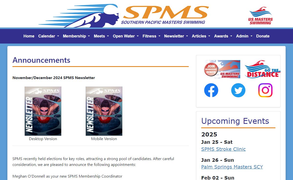 Southern Pacific Masters Swimming - Home