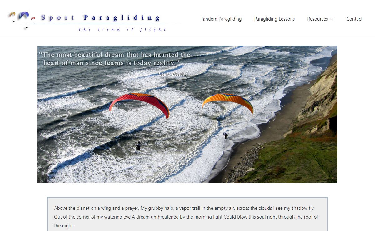 Sport Paragliding - Paragliding lessons and tandem flights In the Bay Area.