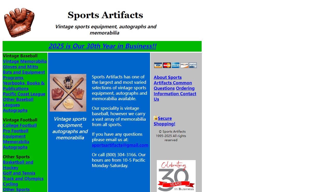 Sports Artifacts - Vintage Sports Memorabilia and Collectibles