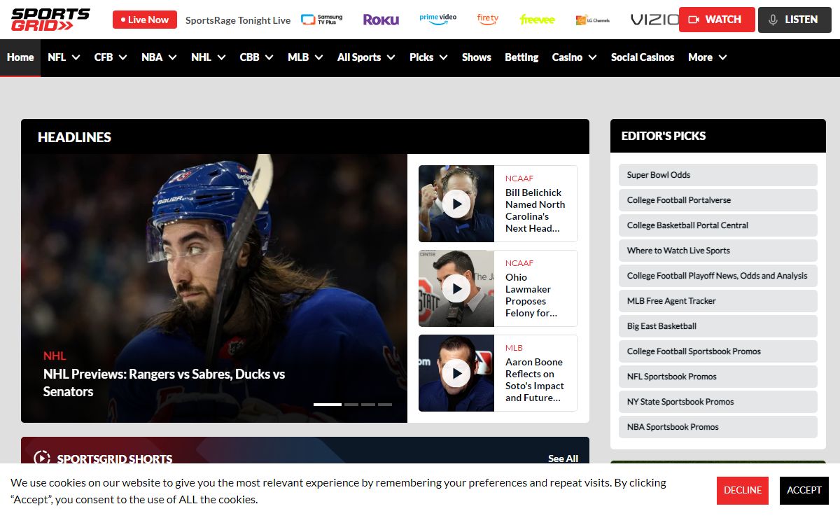 Live Sports Betting Coverage | Props Odds & Picks | SportsGrid