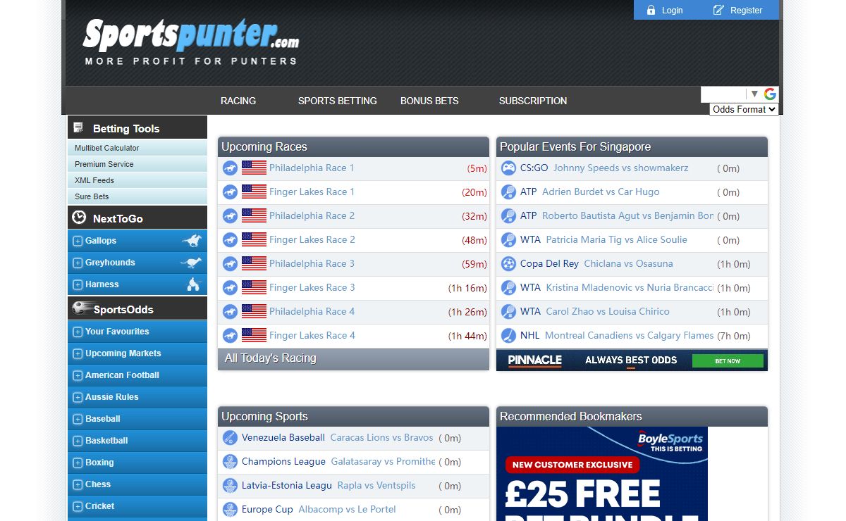 SportsPunter - Sports Betting - Odds, Free Bet Promotions, Statistics and Picks