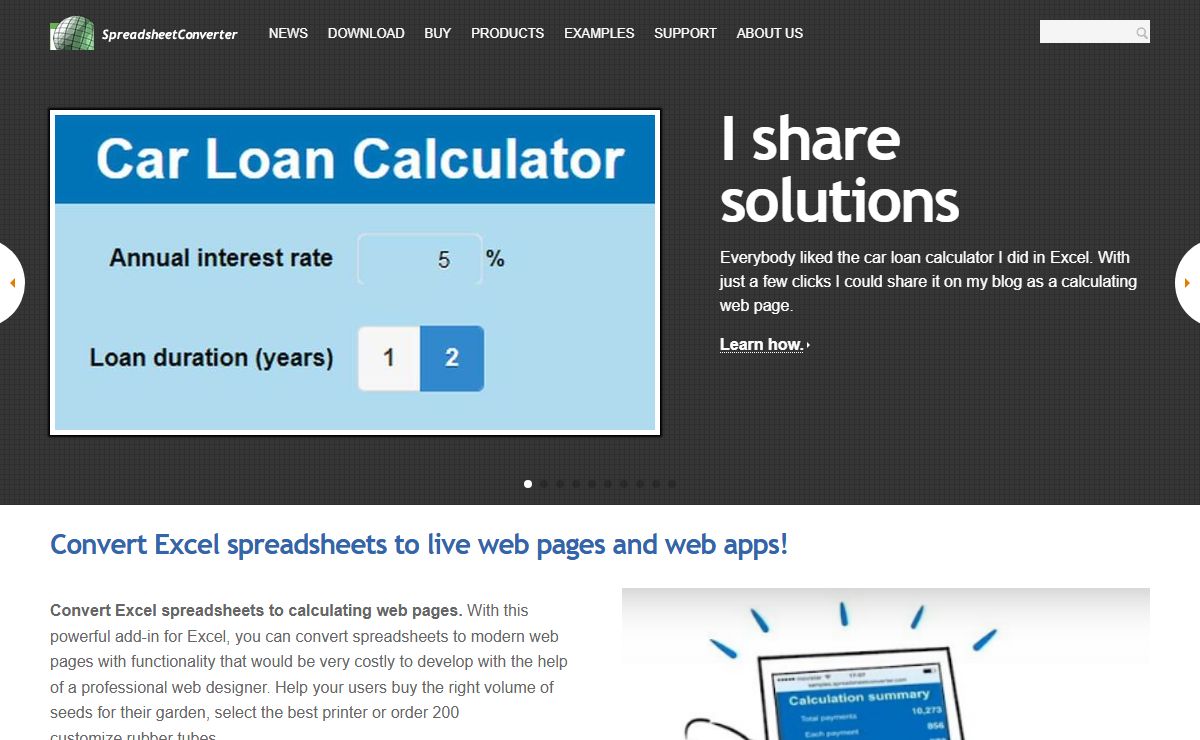 Convert Excel spreadsheets to online calculators for web pages!