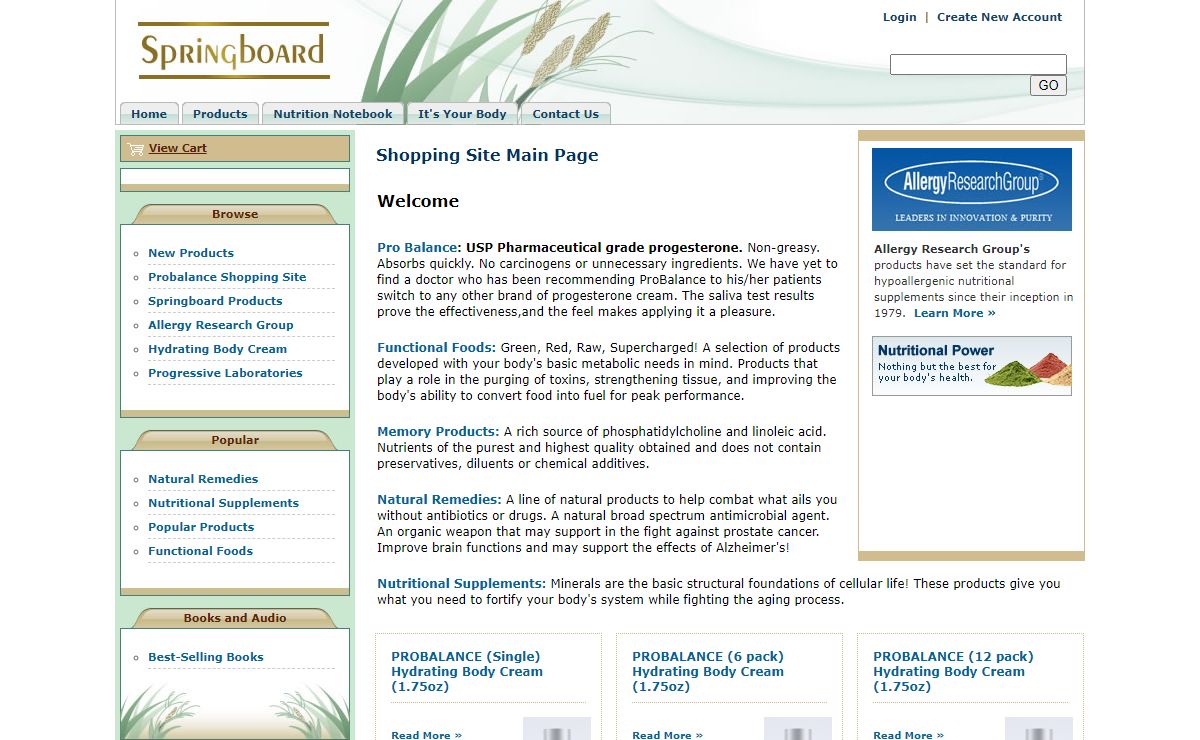 Shopping Site Main Page
