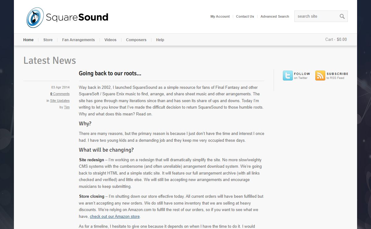 SquareSound | A celebration of Video Game Sheet Music