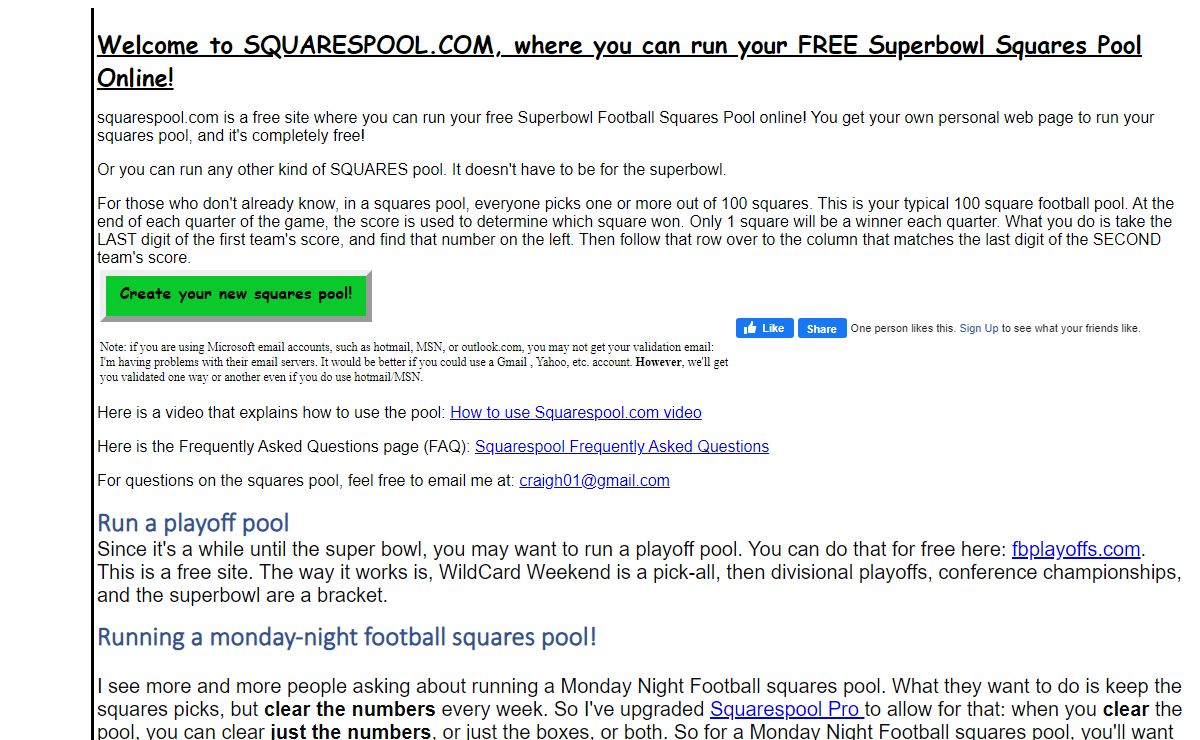 Free Superbowl Squares Pool