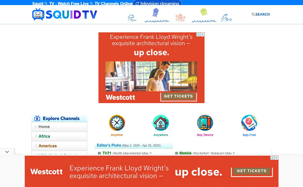 Squid TV - Watch Free Live TV Channels from Around the World Online