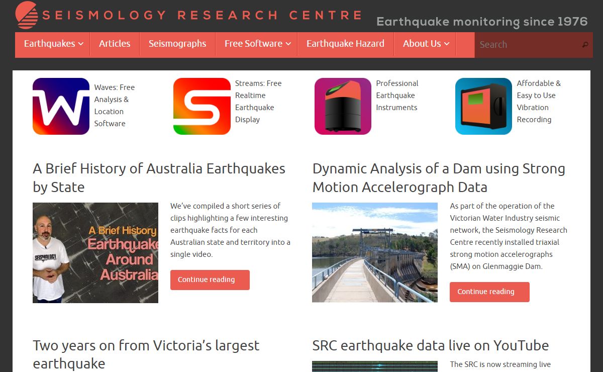 Seismology Research Centre - Earthquake Monitoring since 1976