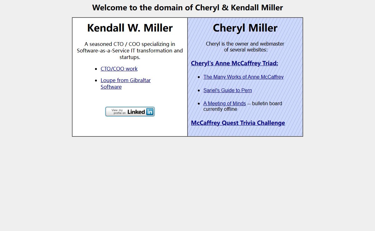 Kendall Miller and Cheryl Miller's domain