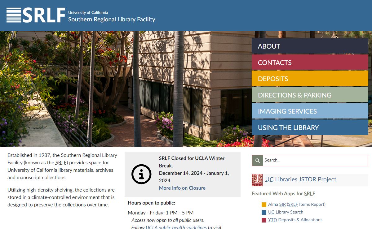 UC Southern Regional Library Facility Home