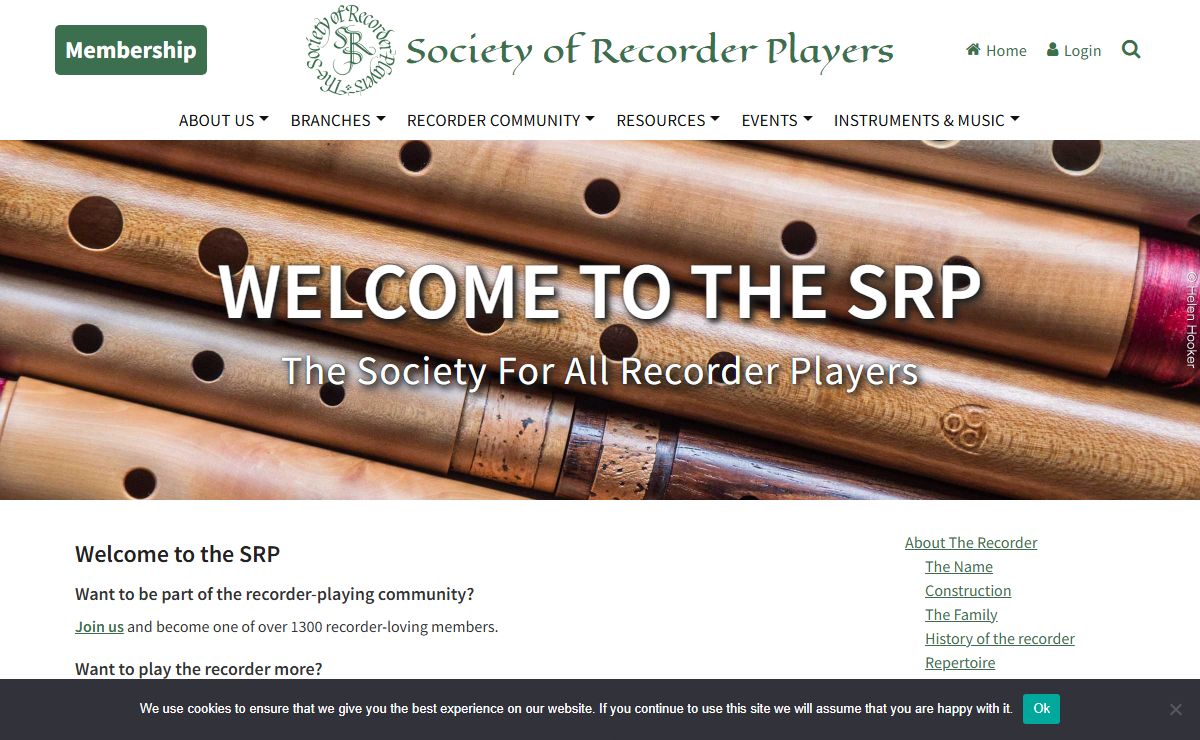 Society of Recorder Players – Since 1937 The Society of Recorder Players has been stimulating interest and enjoyment in the art of recorder playing