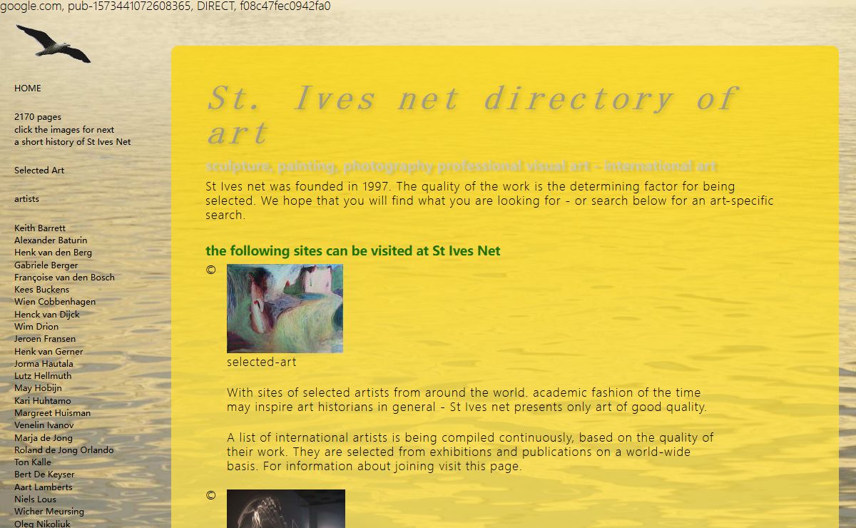 St. Ives Net directory of Art - sculpture, painting, photography, landart environmental art - professional visual art in the broadest sense ST IVES NET
