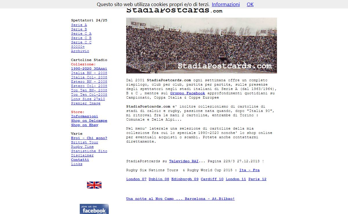 StadiaPostcards: stadium postcards & attendance statistics / cartoline stadio statistiche spettatori