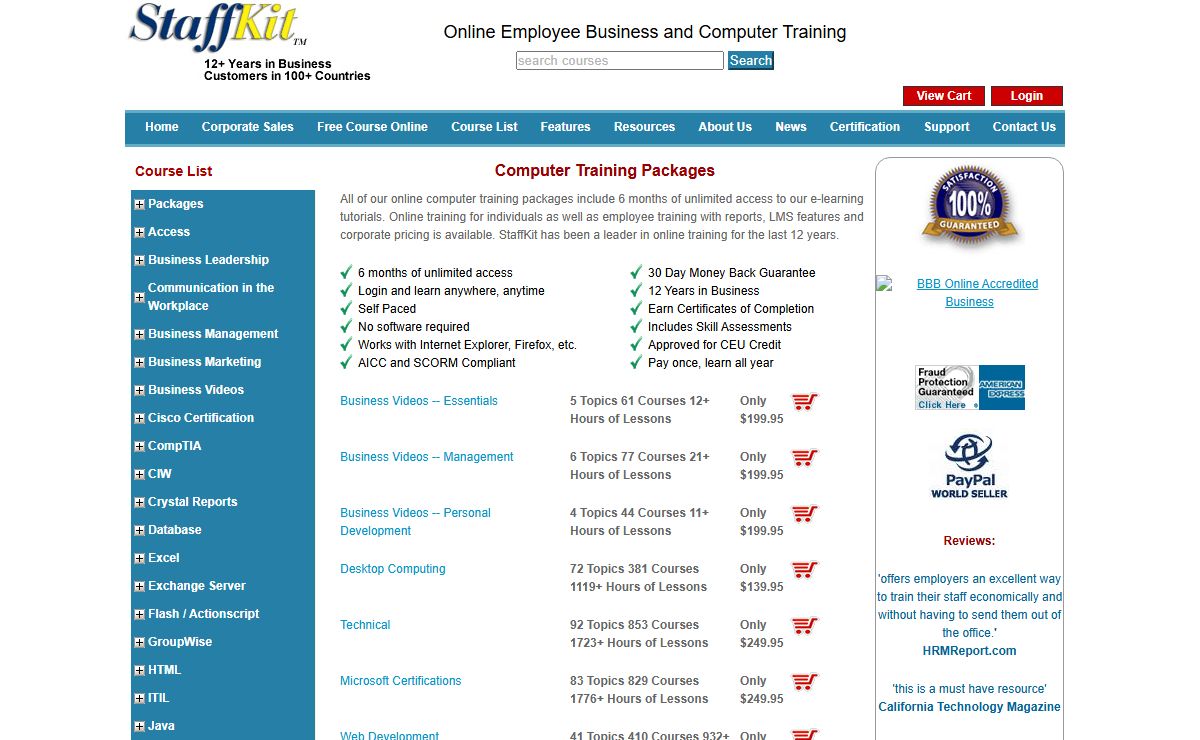 Computer training online employee training tutorials MCSE Certification Business Management staff training