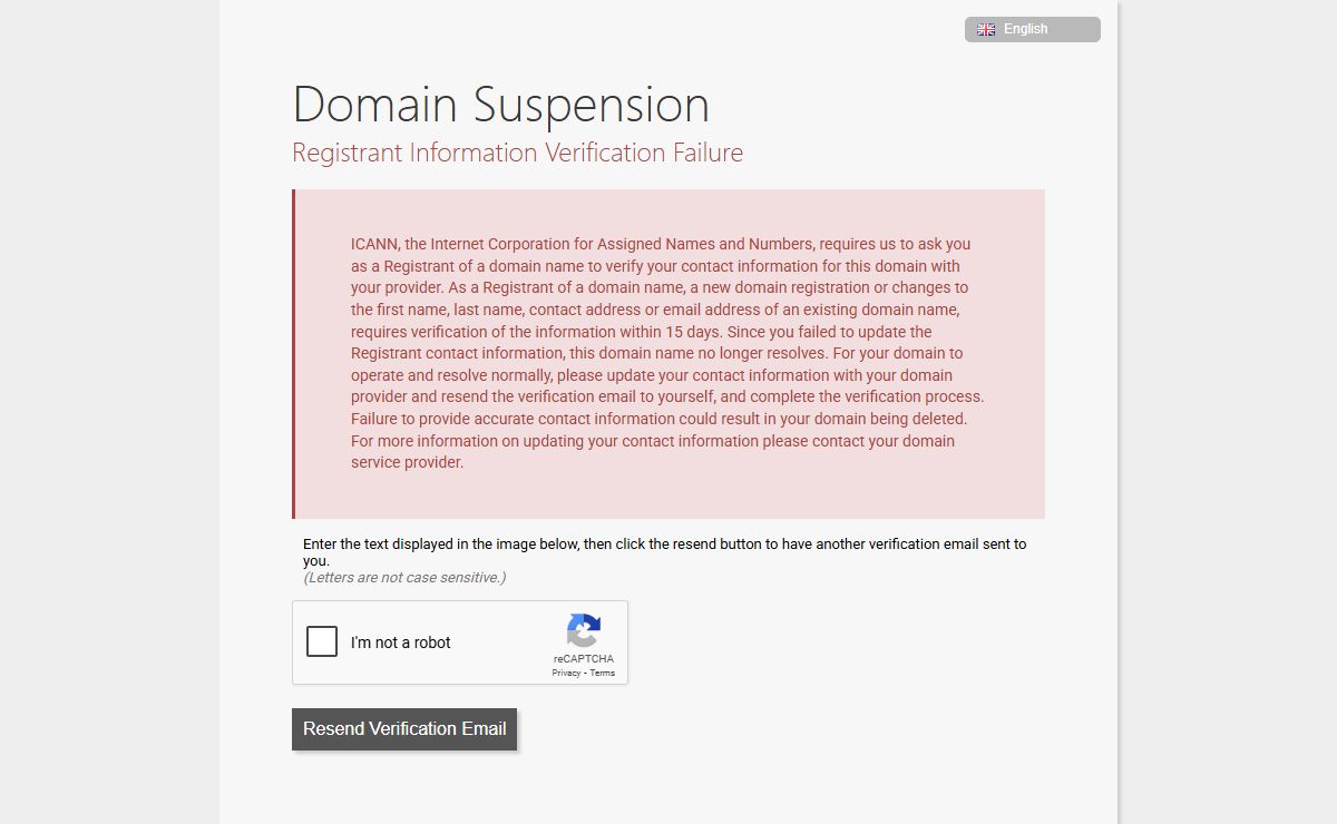 Domain Suspension