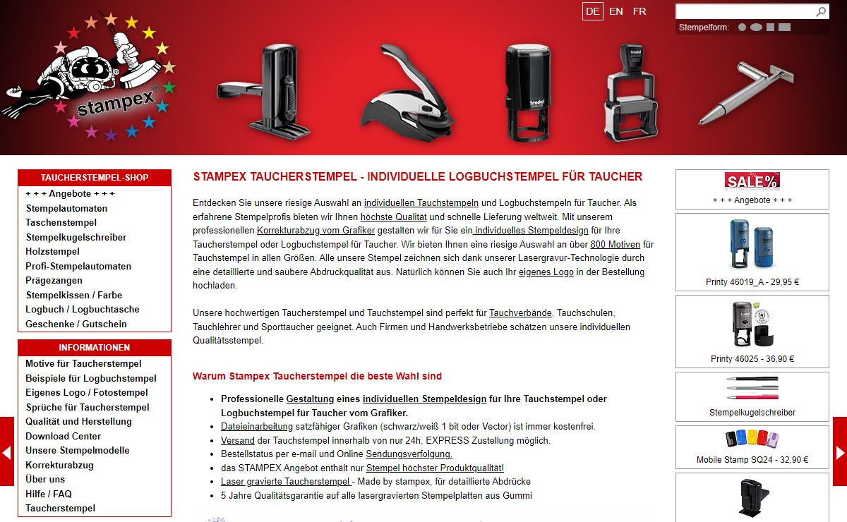 stampex® Taucherstempel Stempel für Taucher die Tauchstempel