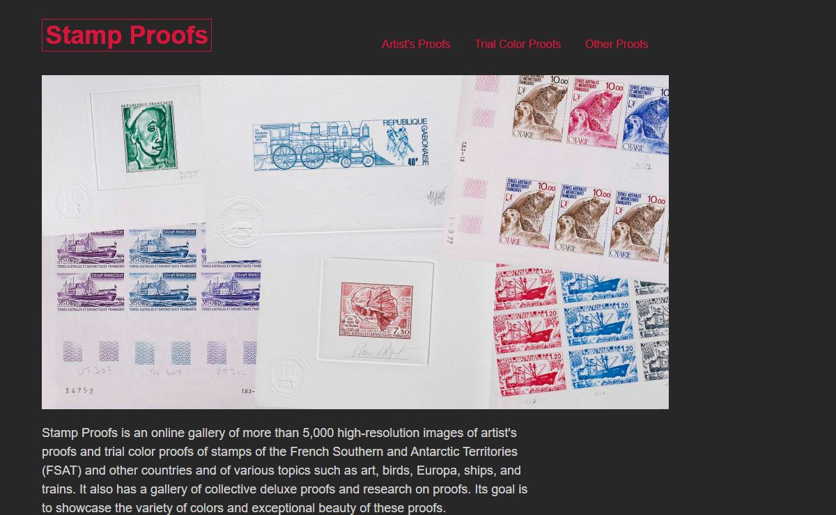 Stamp Proofs - Online Illustrated Catalog of Artist's Proofs and Trial Color Proofs