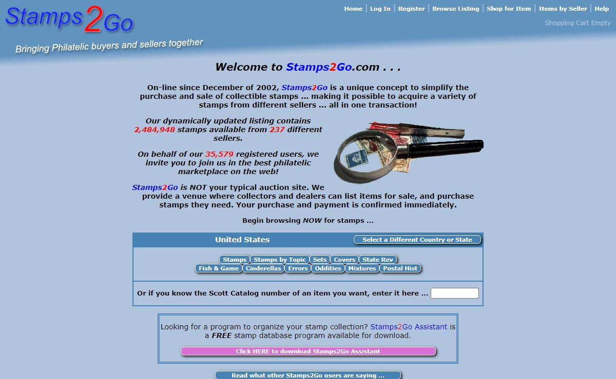 Buy Stamps and Sell Stamps at Stamps2Go - A Unique Non-Auction Marketplace