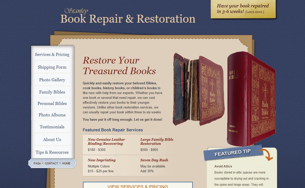 Book Repair Services & Book Restoration | Leather Book Binding, Bible Binding, Dissertation Binding