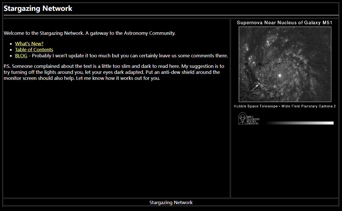 Stargazing Network Main Page