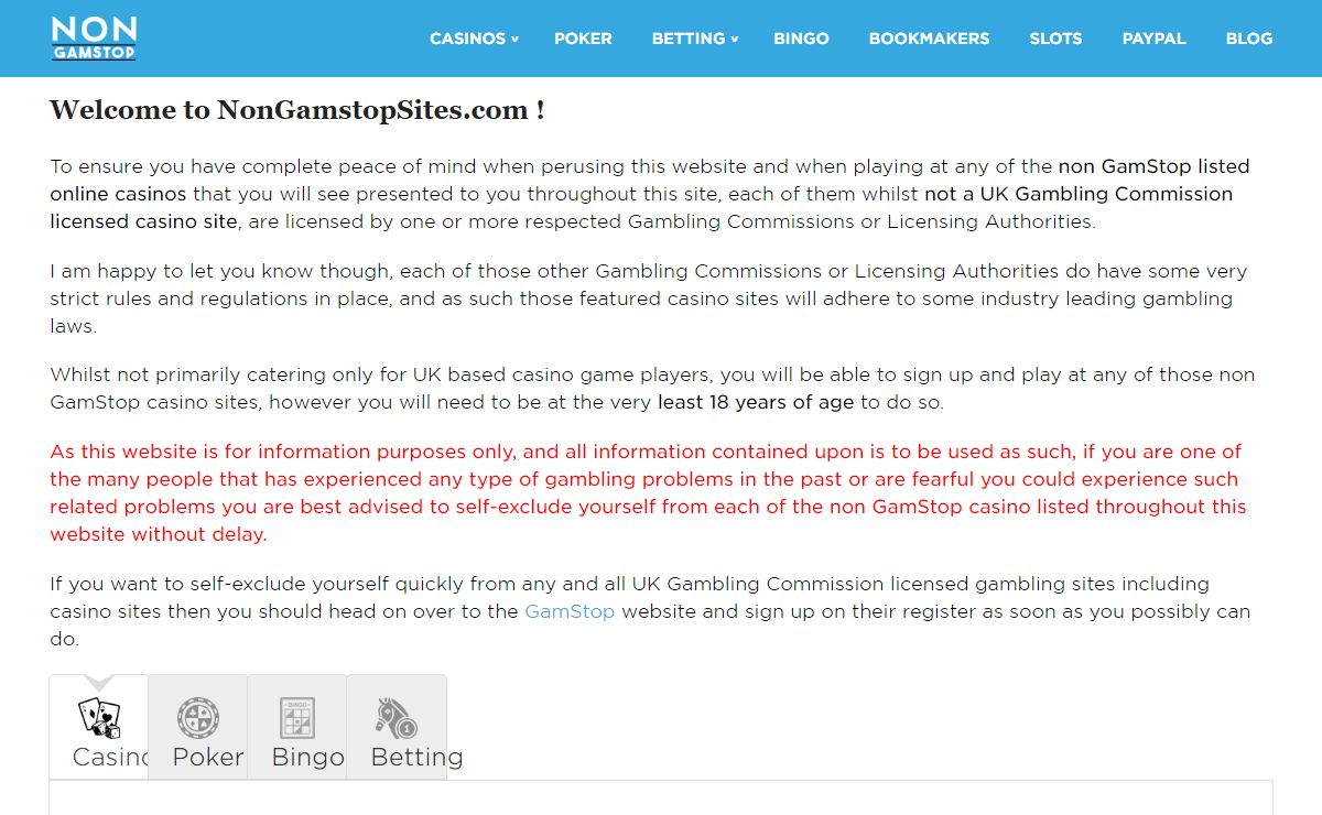 Non GamStop Sites – Guide to all things Non GamStop - NonGamstopSites.com