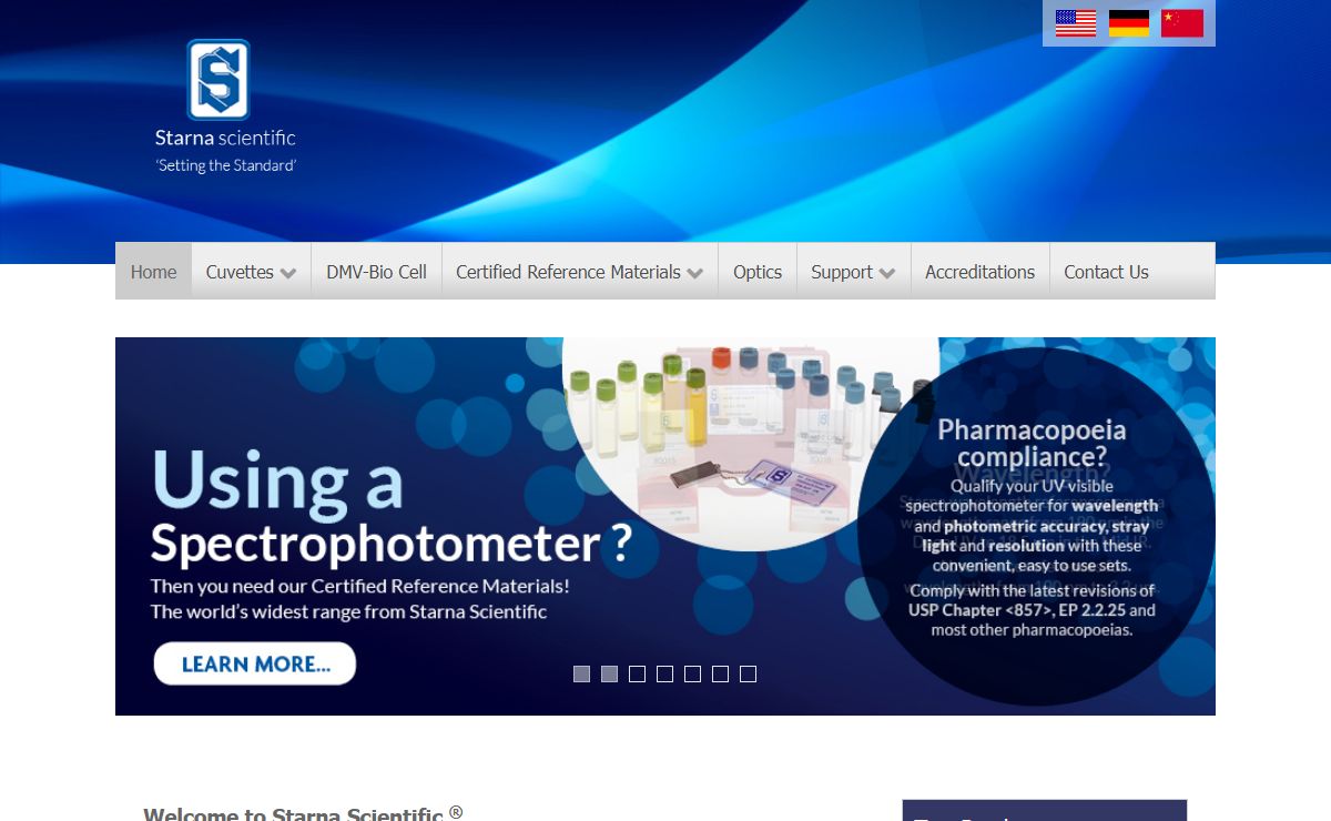 Starna Scientific Ltd - Cells and Reference Materials for all your scientific applications