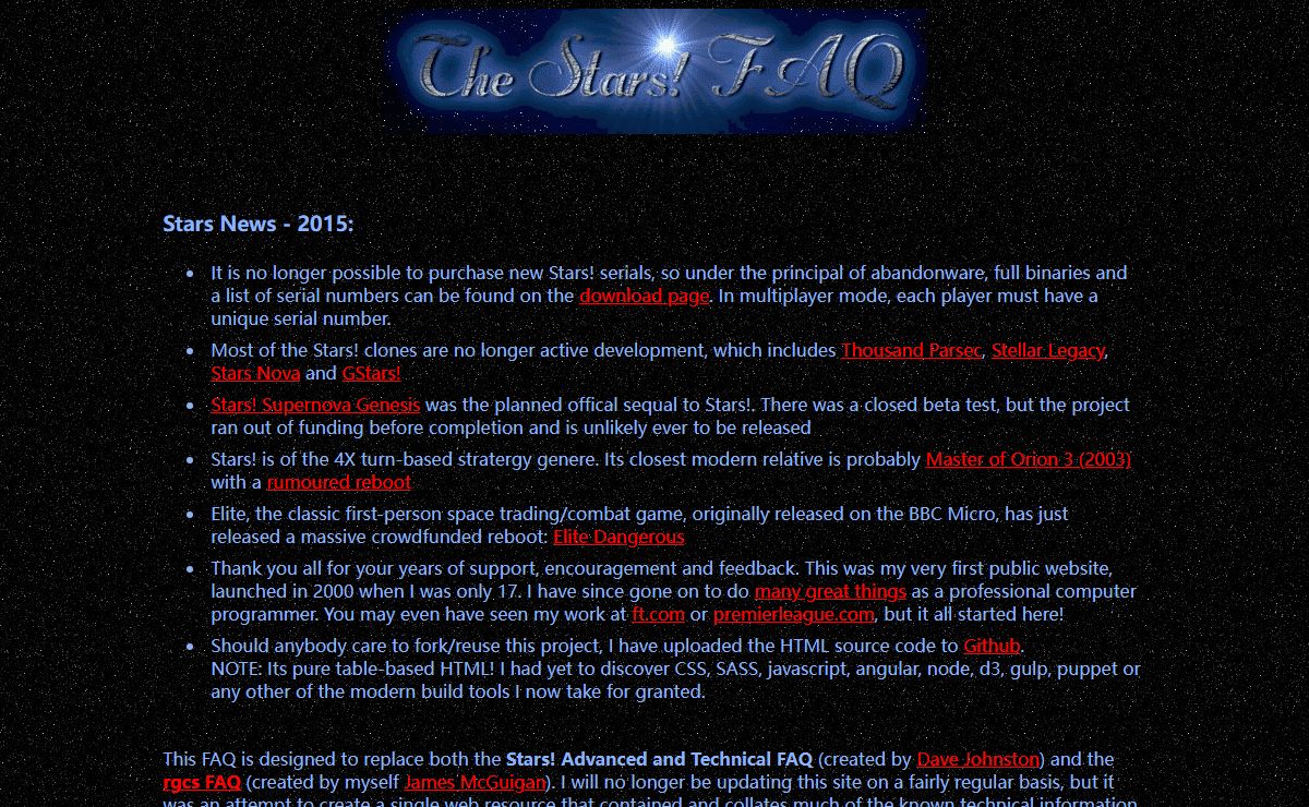 The Stars! FAQ