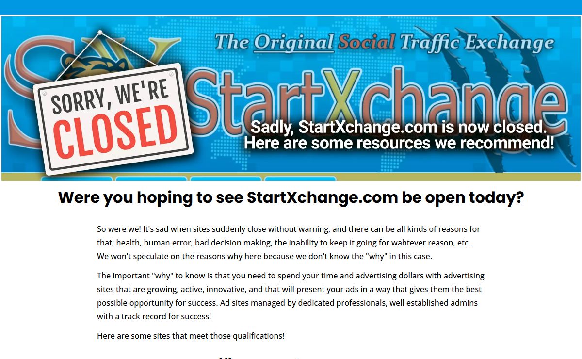 StartXchange.com is Now Closed!