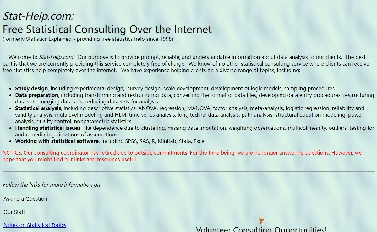 Stat-Help.com - Free Statistics Help Over the Internet