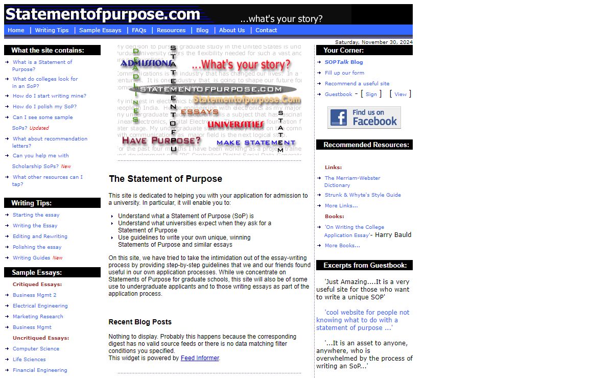 Writing a Statement of Purpose: Samples, Tips, Resources and Help