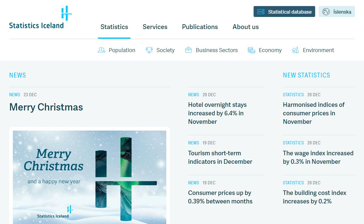 Statistics Iceland - Frontpage