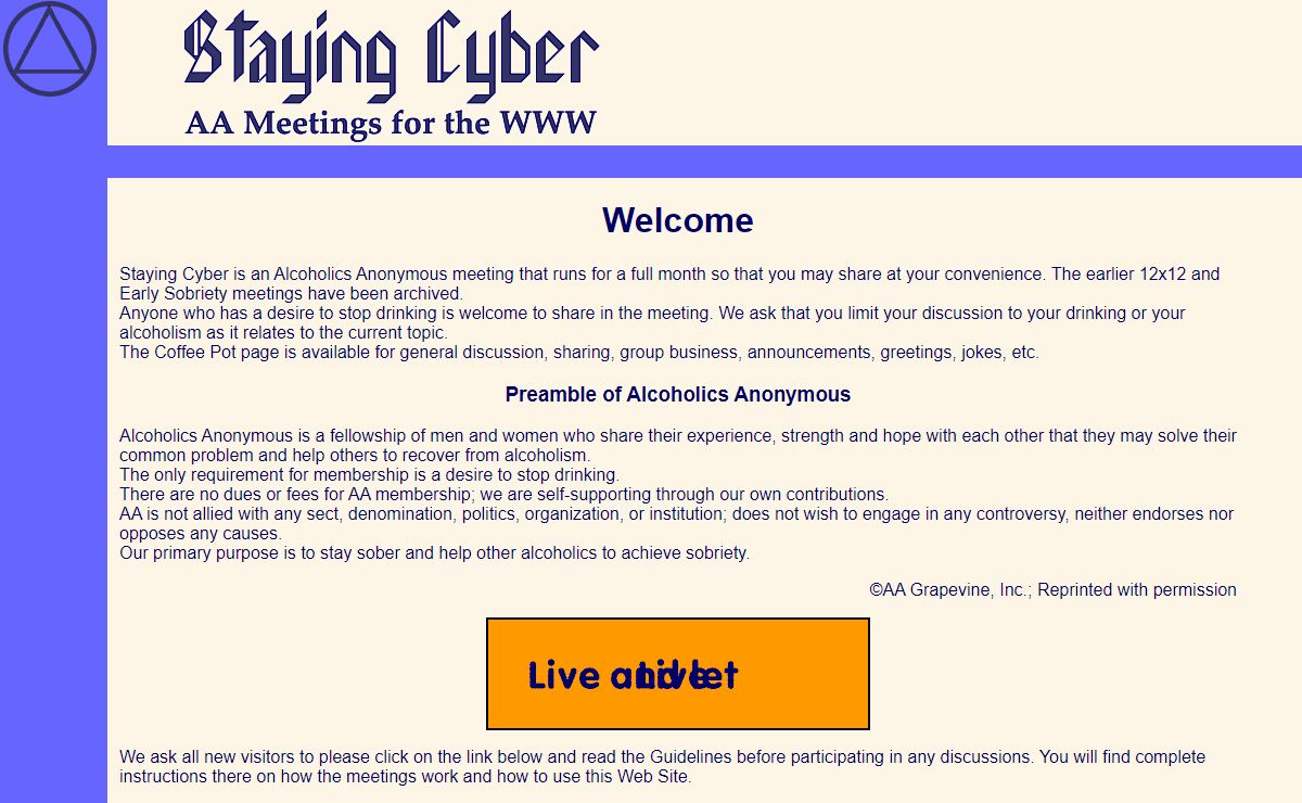 Staying Cyber - AA Meetings on the WWW, Alcoholics Anonymous, meetings, online