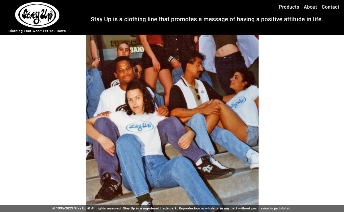 Stay Up Clothing Line - Buy T-shirts and Caps that promote a positive message.