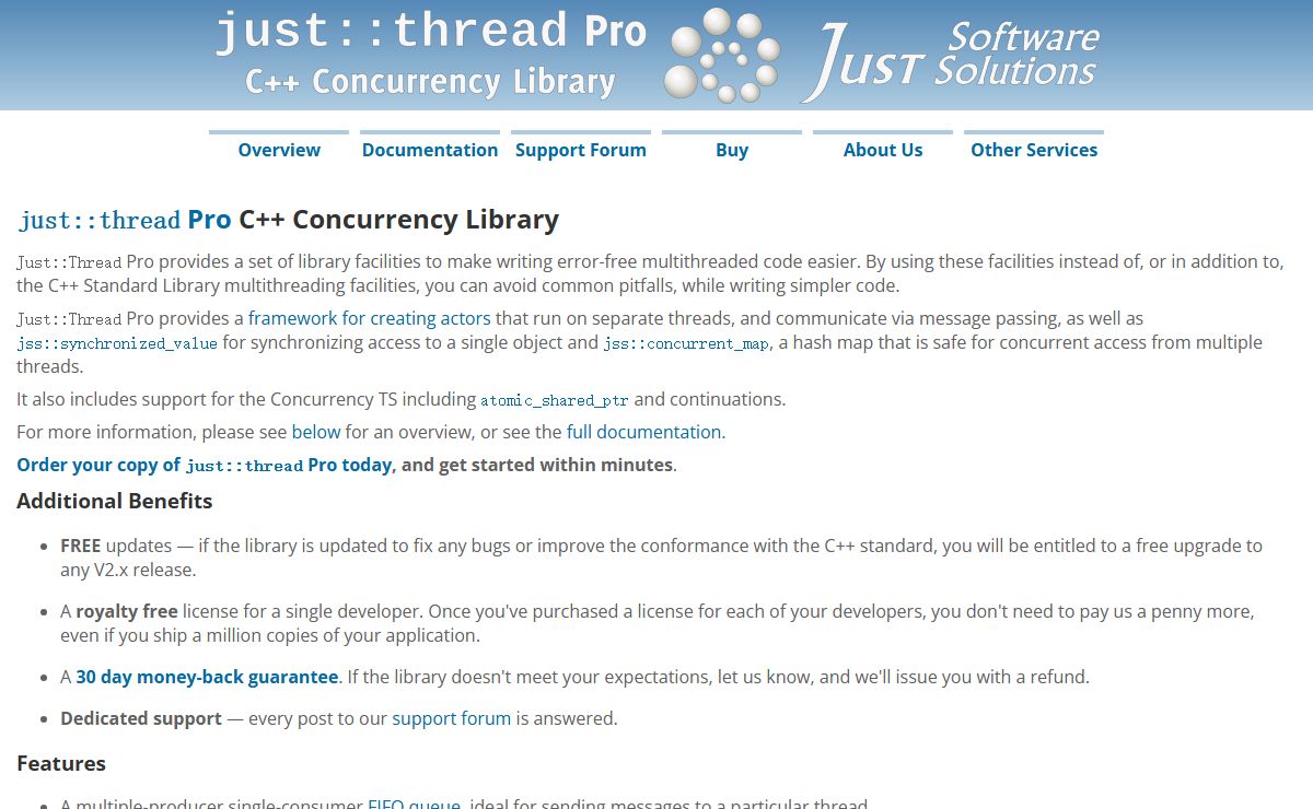 just::thread Pro C++ Concurrency Library by Just Software Solutions Ltd