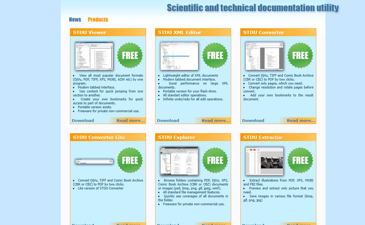 Scientific and technical documentation utility - Products