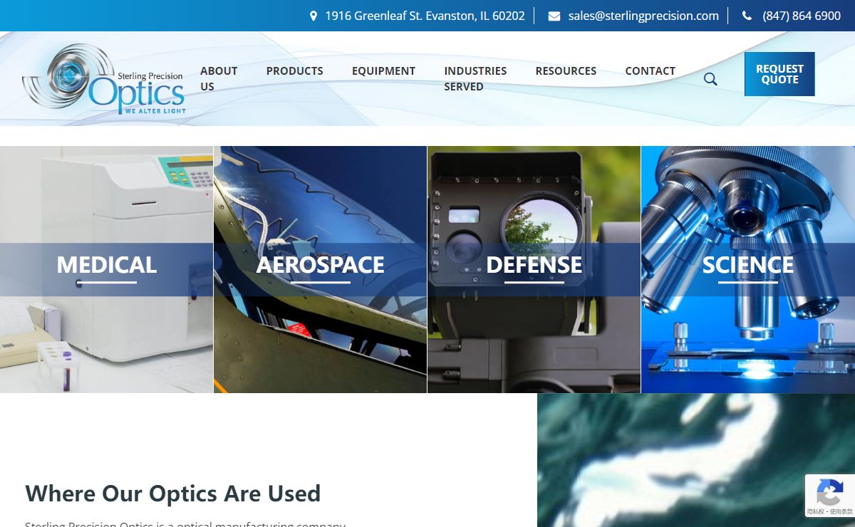 Full Service Custom Optical Components: Sterling Precision Optics: Evanston, IL