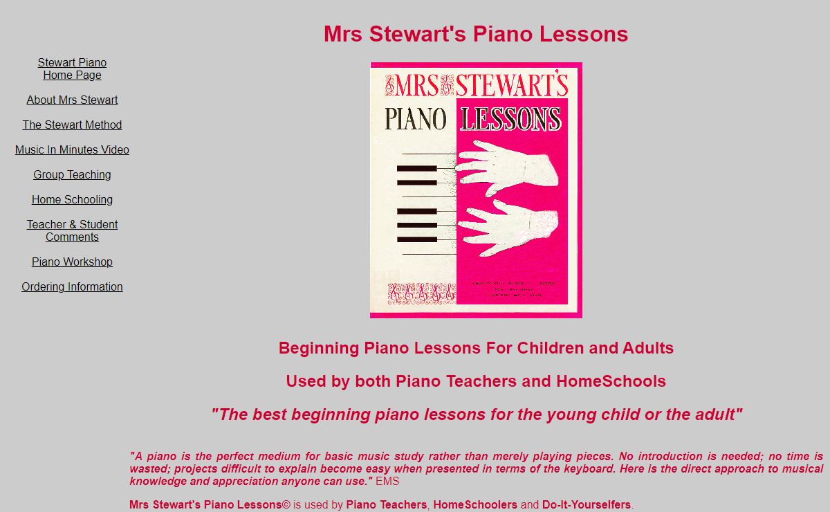 Mrs Stewarts Piano Lessons for Preschool, Children, Adults, Homeschoolers and Teachers
