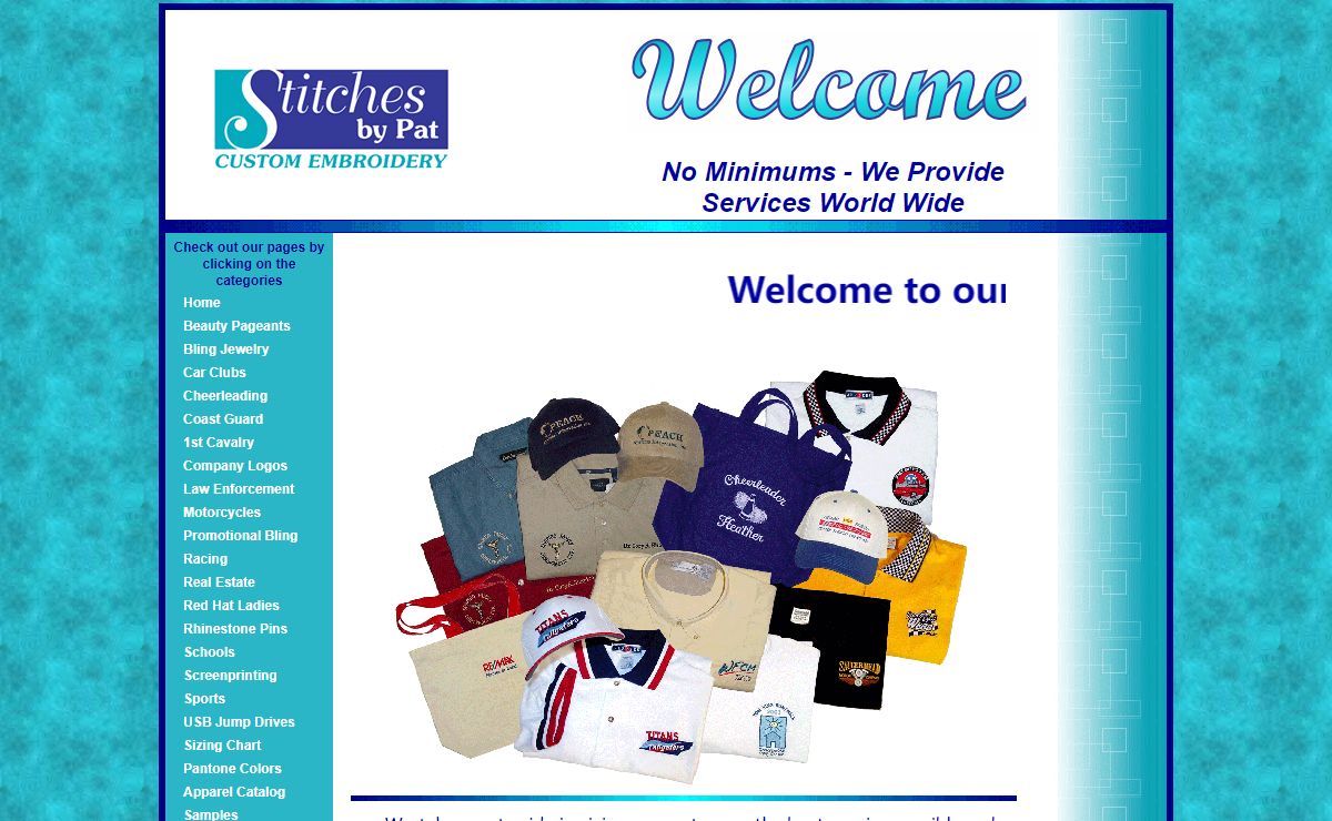Stitches by Pat - Custom Embroidery Service - No Minimums
