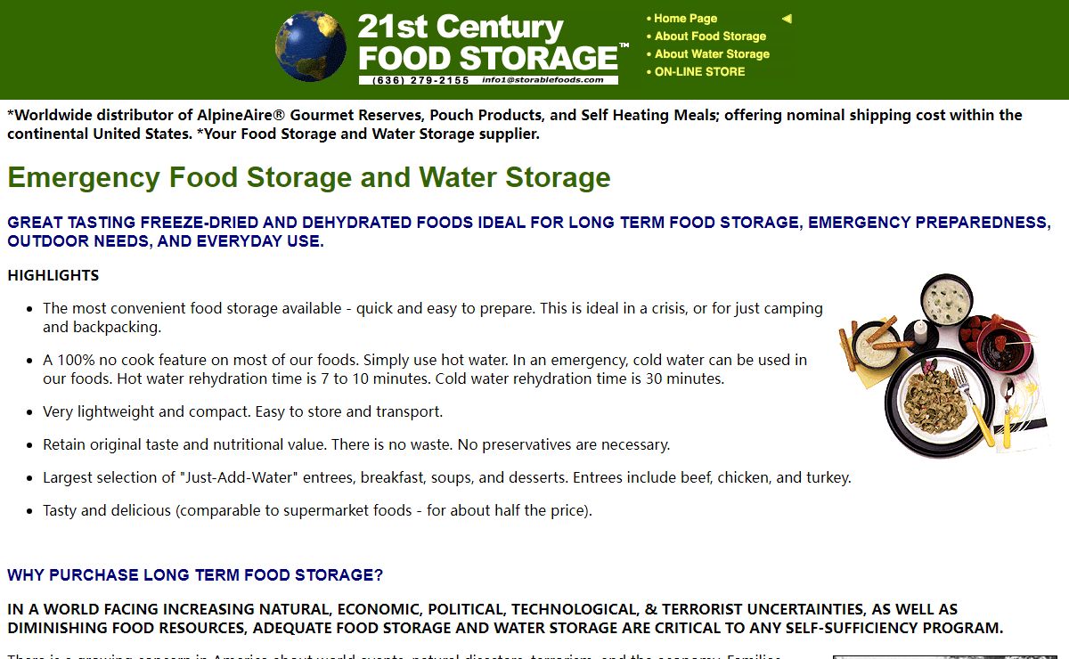 21ST CENTURY FOOD STORAGE - Emergency Food Storage and Water Storage Preparedness