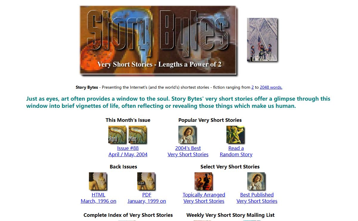 Story Bytes - World's Shortest Stories - Fiction with Lengths a Power of 2.