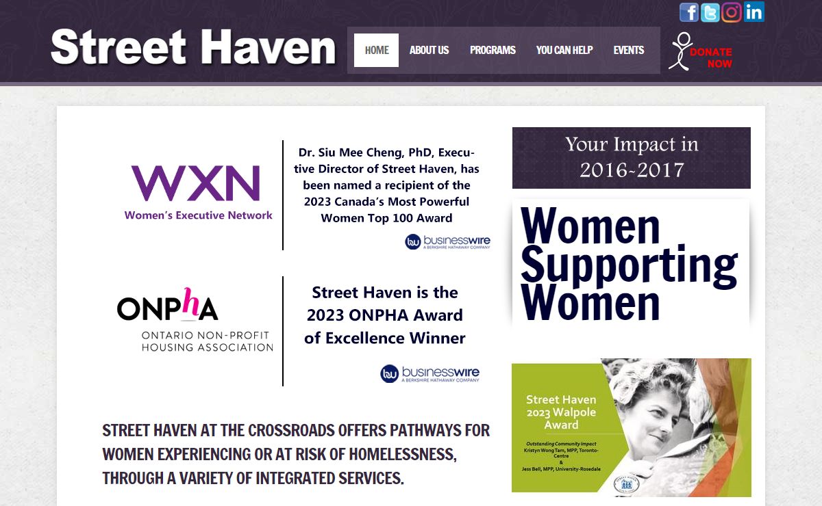 Street Haven at the Crossroads - Emergency Shelter, Women Shelter