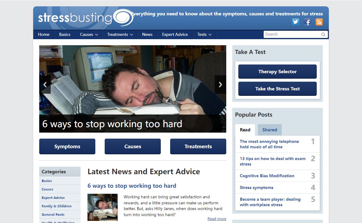 Stress Causes, Symptoms and Treatments | Stressbusting