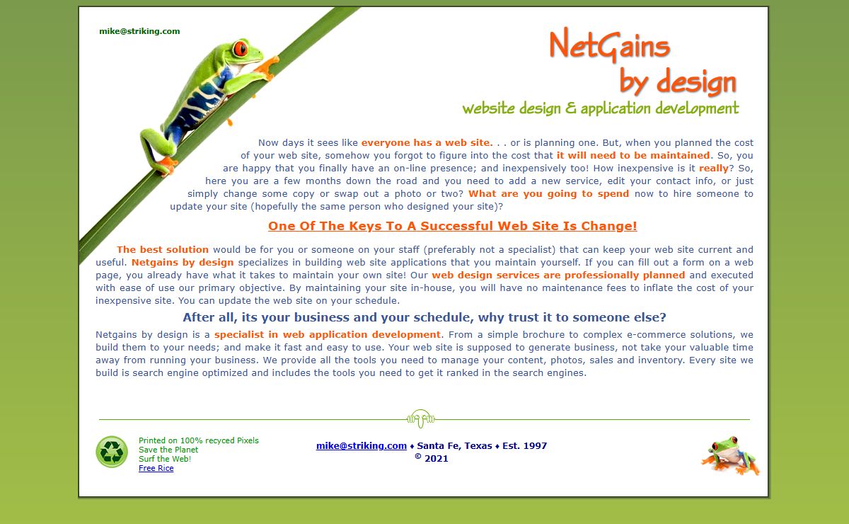 NetGains by design web site design and application development services